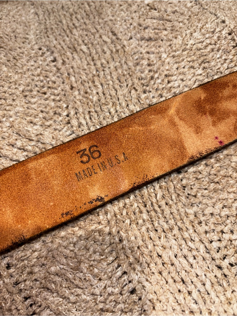 Vintage Hippie Peace Sign Hand Tooled Leather Belt Sz 36 Buckle with Patina - Picture 5 of 7